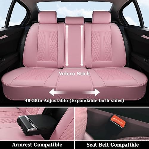 Coverado Car Seat Covers Full Set, Automotive Front and Rear Seat Covers with Backrest, Nappa Leather Car Seat Protectors Waterproof, Universal for Most Vehicles thumbnail 5