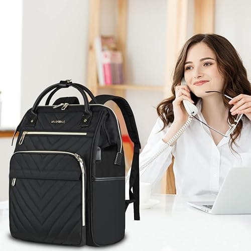 VANKEAN 17 Inch Laptop Backpack for Women Men Fashion Computer Work Bag, Large Capacity Waterproof Backpack with USB Port & RFID Pockets, College Daypack Business Travel, Black thumbnail 7