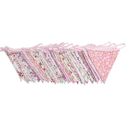 10M/32Ft Triangle Bunting Banner, 36 Pcs Cotton Fabric Flags Pennant Garlands for Birthday Party, Wedding, Baby Shower, Outdoor and Home Decorations (Pink) thumbnail 3