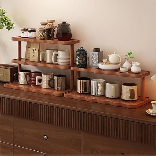 JORCEDI Bamboo multi-Tier Storage Shelf - Space-Saving Wooden Organizer with Large Tabletop, Heavy-Duty Load Capacity for Kitchen, Bathroom & Living Room (Warm White,3 Tier) thumbnail 2