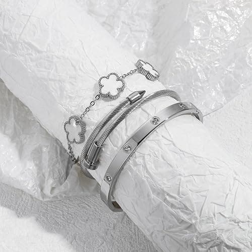 Jade cabbage Gold Bracelets for Women 18K Gold Plated Love Friendship Bracelet With Cubic Zirconia Cuff Bangle Jewelry Set Witness the Gift of Love thumbnail 5
