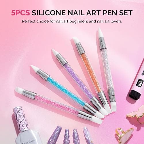 MelodySusie 5 Pcs Nail Art Sculpture Pen Acrylic Dual Tipped Brushes for Resin Nail Art Tools for Design Foil Carving Drawing Effect Shaping thumbnail 6