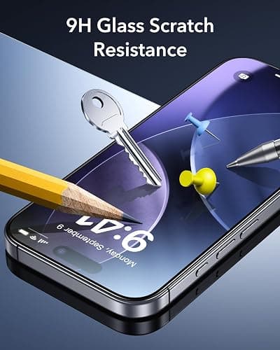 ESR 3 Pack for iPhone 17/iPhone 16 Pro Screen Protector, [9H Hardness] [Military Grade Shatterproof] Full Coverage Tempered Glass Film with Easy Installation Tool, HD Clear, Scratch Resistant thumbnail 7