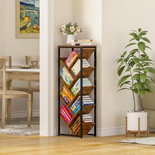 Cutogxon Tree Bookshelf - 9 Tier Floor Standing Tree Book Storage Organizer with Adjustable Feet for Hardcover Books, Vintage Living Room, Patent Pending thumbnail 7