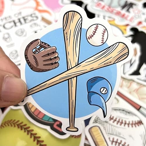 AOWDIAO 50 Pcs Baseball Stickers – Waterproof Vinyl Decals for Water Bottles, Laptops – Baseball Party Favors and Gifts for Kids & Teens thumbnail 2