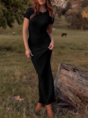 Womens Summer Cap Sleeve Square Neck Elegant Casual Lounge Bodycon Slim Maxi Evening Party Long Dress thumbnail 5