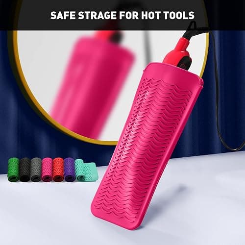 ZAXOP Resistant Silicone Mat Pouch for Flat Iron, Curling Iron,Hot Hair Tools (Hotpink) thumbnail 5
