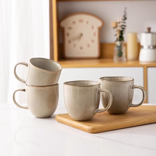 AmorArc 12oz Coffee Mugs, Ceramic Coffee Mugs set of 6 for Man, Woman, Dad, Mom, Modern Coffee Mugs with handle for Latte/Cappuccino/Milk/Cocoa. Dishwasher&Microwave Safe, Cappuccino thumbnail 6