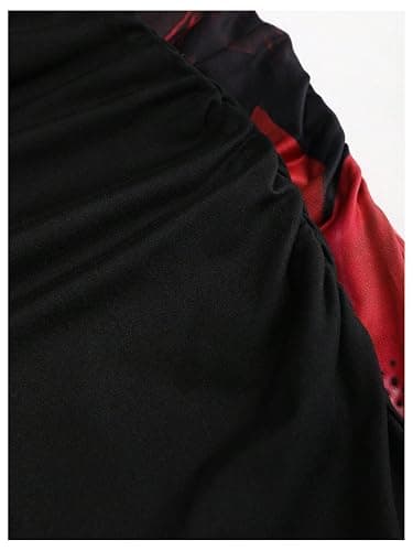 BEAUDRM Women's 2 Pack Fishtail Skirt Elegant Floral Ruched Skinny Bodycon Ruffle Long Skirts thumbnail 4