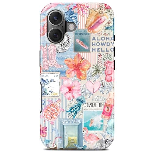 TAMUEL for iPhone 16 Case, Cute Aesthetic Beach Ocean Seashell Collage Summer Phone Case, Compatible with Magsafe, Trendy Coastal Magnetic Slim Shockproof Protective Women Girl Men Cover - Image 1