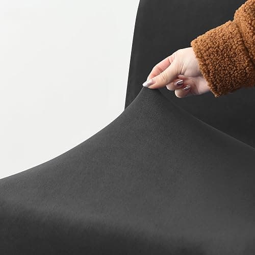 Deisy Dee Velvet Cross Legged Office Chair Covers - Upgrade Your Armless Wide Seat Computer Task Chair with Soft and Vibrant Velvet Stretch Covers - Transform Your Workspace in Minutes (Black) thumbnail 6