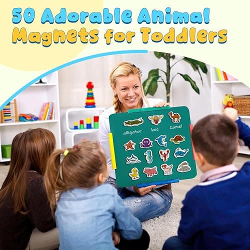 PraxiKidy Magnetic Animals,50 PCS Fridge Magnets for Toddlers,Farm Animals Wild Zoo Sea Ocean Animals Refrigerator Magnets for Kids,Educational Learning Magnetic Toys for Whiteboard Preschool Baby thumbnail 4