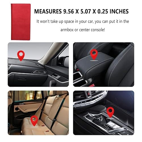 Car Registration and Insurance Holder,PU Leather Car Glove Box Organizer Car Document Holder for ID,Driver's License,Universal Car Organizer Car Accessories for Women/Men (Red) thumbnail 5