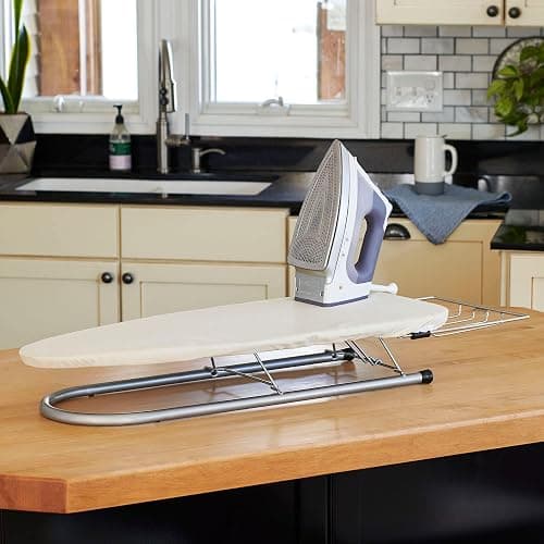 Household Essentials Tabletop Ironing Board, Compact Ironing Board with Iron Rest, Includes Door Hang, Perfect for Dorms and Small Spaces, 12 x 30", Silver thumbnail 2