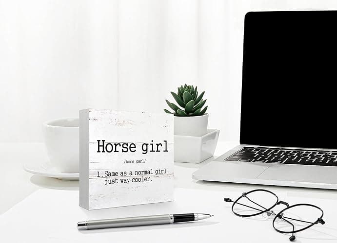 Mtrgdn Horse Decor for Girls Room,Horse Gifts for Women,Western Cowgirl Horse Girl Definition Wooden Box Sign Decor for Teen Girls Bedroom Bathroom Home Table Office Desk Shelf Wall Decorations,5x5 Inch thumbnail 4