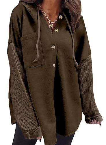 SHEWIN Oversized Sweatshirt for Women Loose Fit Casual Long Sleeve Button Hooded Sweatshirts Hoodies with Pocket - Image 1