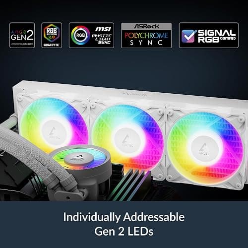ARCTIC Liquid Freezer III Pro 360 A-RGB (White) - AIO CPU Cooler, 3 x 120 mm Water Cooling, 38 mm Radiator, PWM Pump, VRM Fan, AMD AM5/AM4, Intel LGA1851/1700 Contact Frame - White thumbnail 9