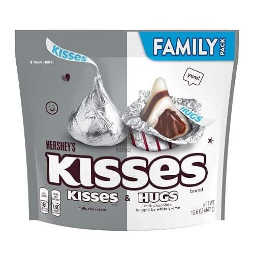 HERSHEY'S HUGS & KISSES Milk Chocolate and White Creme Candy Family Pack, 15.6 oz thumbnail 4