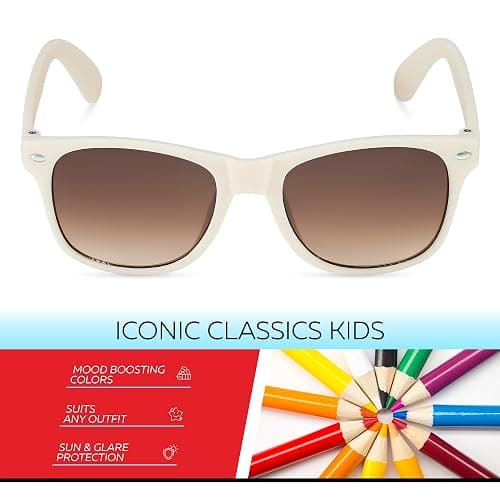 Kids Sunglasses for Boys Girls Age 3-12 Classic Children Sun Glasses UV400 | Fun Colors, Rubberized Frame, UV Protection Shatterproof Lens, Square Kids Toddler Shades for Beach, Travel, Everyday thumbnail 2