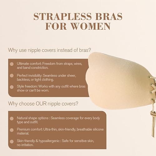 GZAMOF Sticky Adhesive Push-Up Invisible Strapless Bras for Women thumbnail 7