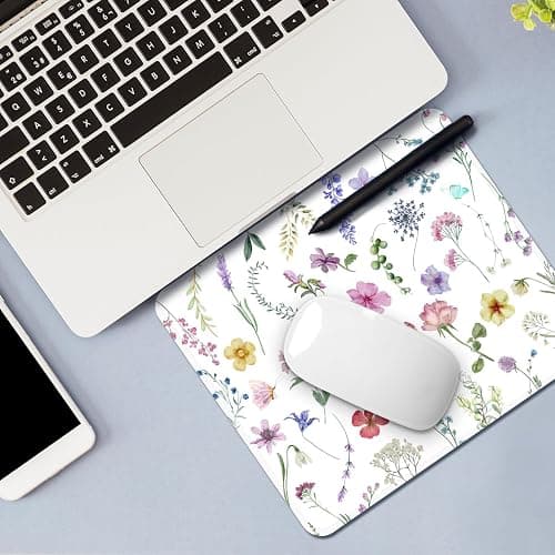 Square Mouse Pad with Stitched Edge, Premium Mousepad Washable Cloth. Computer Mouse Pad with Non-Slip Rubber Base, Mouse Pads for Computers Laptop Mouse 9.25x7.75x0.12 inch-Flower2 thumbnail 4