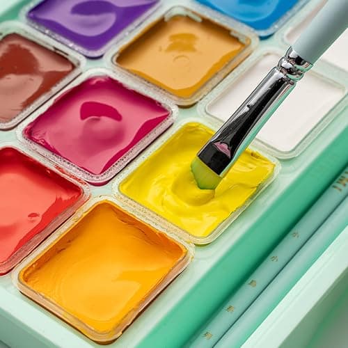 HIMI Gouache Paints Set, 18 Colors, 30g, jelly gouache paint set, Non Toxic Paint for Canvas and Paper, Art Supplies for Professionals, and More (Green Case thumbnail 6