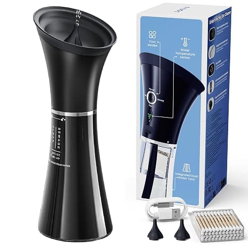 KAUGIC Upgraded Ear Wax Removal with One-Piece Waste Tank, Safe Cleaner with Water Temperature Sensor, Effective Ear Irrigation Kit & USB-A to C Cable, IPX7, Black - Image 1