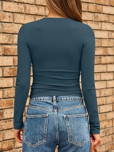 AUTOMET Womens Crew Neck Long Sleeve Slim Fit Compression Underscrubs Tops thumbnail 5
