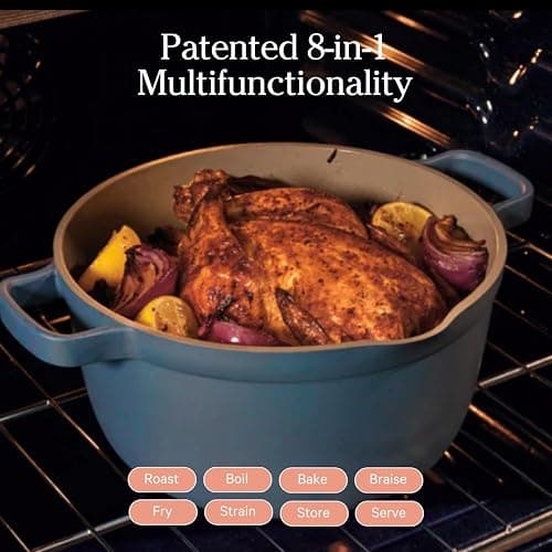 Our Place Perfect Pot - 5.5 Qt. Nonstick Ceramic Sauce Pan with Lid | Versatile Cookware for Stovetop and Oven | Steam, Bake, Braise, Roast | PTFE and PFOA-Free | Toxin-Free, Easy to Clean | Blue Salt thumbnail 4