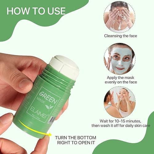 2PCS Green Tea Mask Stick for Face - Cleansing Purifying Clay Mask, Reduce Blackhead & Acne, Moisturizing, Oil Control, Deep Clean Pore, , Improves Skin, for All Kind Skin Type Women Men thumbnail 3