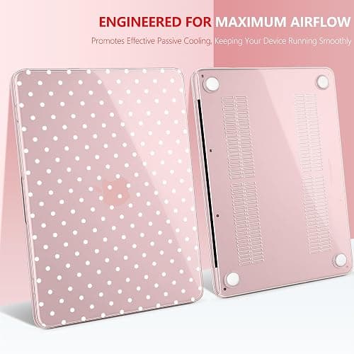 TWOLSKOO for MacBook Neo 13 inch Case 2026 A3404 A18 Pro Chip, Plastic Hard Shell Pattern Case with Type C Adapter, 2 Webcam Covers, Keyboard Cover & Screen Protector, Blush Polka Dot thumbnail 8