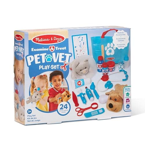 Melissa & Doug Examine and Treat Pet Vet Play Set, 24-Piece Animal Doctor Playset with Dog & Cat Plushies, Pet Doctor Kit & Accessories, Preschool Toys for Girls & Boys Ages 3+ thumbnail 3