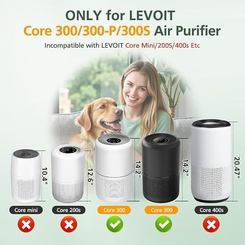Core 300 Replacement Filter for LEVOIT Core 300 Core300-P Core 300S Core 300-P VortexAir Air Purifier, Core 300-RF, 3-in-1 HEPA Activated Carbon, 2 Pack, White, Core 300-P thumbnail 2