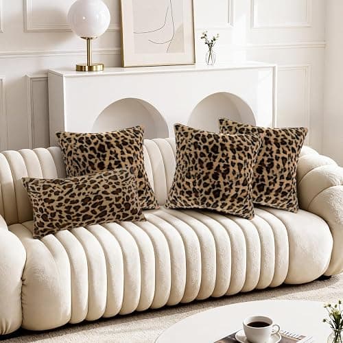 Hilldesign Cheetah Print Faux Fur Pillow Covers 18x18，Leopard Pillow Cases Set of 2 Room Decor，Animal Print Throw Pillow Covers Decorative for Bedroom Sofa Couch Home thumbnail 6
