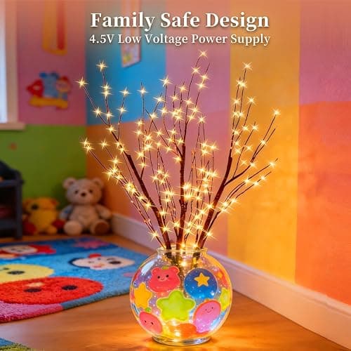 Lighted Brown Branches Lights Plug in with Timer 33IN 180 LED Lights, Twinkling Light Up Tree, DIY Flexible Willow Branches for Christmas Room Vase Decoration,Bedroom, Wedding, Party(Vase Excluded) thumbnail 8