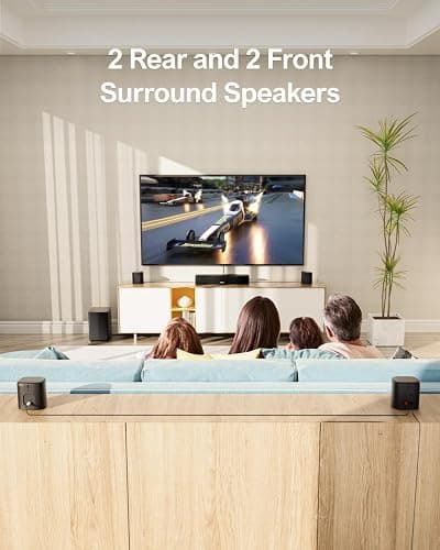 ULTIMEA 7.1ch Surround Sound Bar for Smart TV, 330W Peak Power, Virtual Surround Sound System for TV, Home Theater Soundbar with 4 Surround Speakers, App Control, Opt/AUX/BT, Aura A40 (2026 Upgraded) thumbnail 4