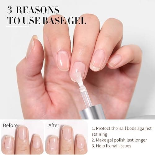 Born Pretty Top Coat Gel UV - No Wipe Super Top Coat Gloss Base Gel Kein Absplittern Oder Abblättern und Lang Anhaltend Unterlack und Überlack Set thumbnail 4