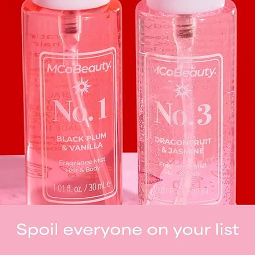 MCoBeauty - Mini Fragrance Mist Duo, No. 1 & No. 3, Limited Edition Travel-Size Body & Hair Perfume Sprays with Fruity, Floral & Tropical Notes, Holiday Collection, Cruelty Free Fragrance Gift Set thumbnail 6