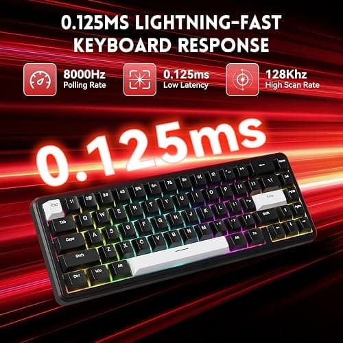 MAMBASNAKE Attack Shark X65 HE Clavier à Déclenchement Rapide, Précision RT de 0,01 mm, 8KHz, Clavier Filaire à Effet Hall à 60% avec Câble 8 KHz, Actionnement Réglable, Snap Tap, pour PC/Mac, Noir thumbnail 3