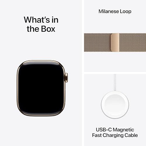 Apple Watch Series 11 [GPS + Cellular 42mm] Smartwatch with Gold Titanium Case with Gold Milanese Loop. Sleep Score, Fitness Tracker, Health Monitoring, Always-On Display, Water Resistant thumbnail 9