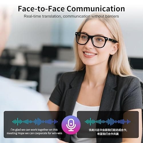 AI Smart Translation Glasses, Noise Reduction & Anti-Blue Light, Powered By GPT, Support 165+ Languages Multi-Functional Translator Glasses, Unisex Audio Bluetooth Glasses for Work, Travel & Study thumbnail 4