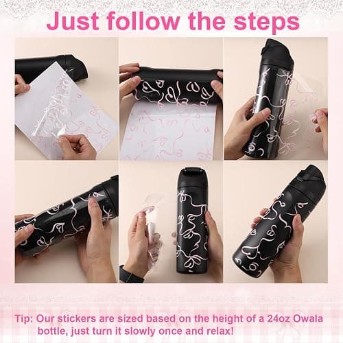 2pcs Bows Stickers for Owala, Cute Tumbler Decals Glass Cup Bows Decals Cute Coquette Tumbler Stickers Love Water Bottle Accessories Compatible with Owala 24oz Water Bottles (Pink) thumbnail 4