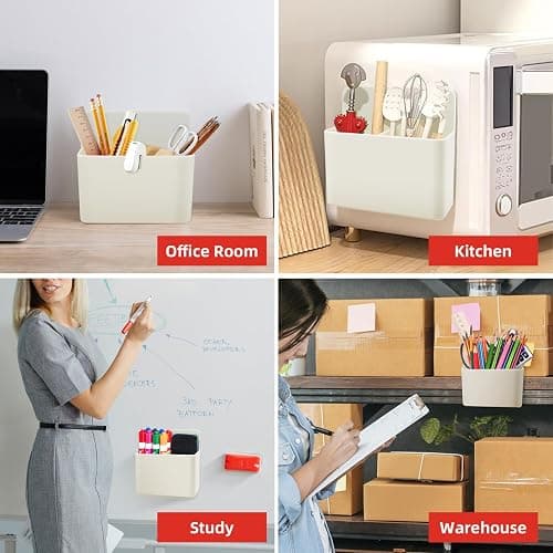 KITANIS Magnetic Pen Holder,2 Pack Magnetic Dry Erase Marker Holder with Generous Compartments,Strong Magnet Storage Marker Pen Pencil Organizer for Refrigerator,Whiteboard,Locker Accessories thumbnail 7