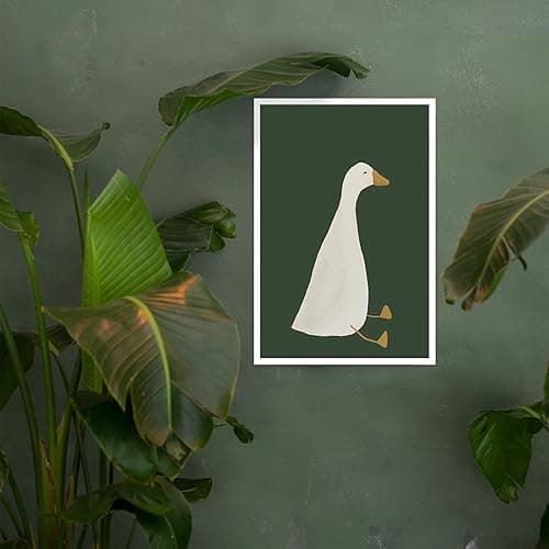 Funny Animal Posters Orange White Green Canvas Wall Art A Silly Duck Sitting On The Floor Room Aesthetic Prints Painting For Home Bedroom Dorm Living Room Wall Decor 12x16in Unframed - Animals 1 Unframed - 12L" x 16W" thumbnail 2