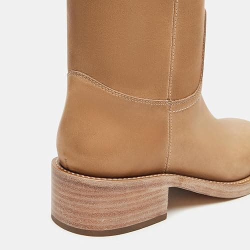 XBKXMK Women's Knee High Riding Boots Round Toe Block Heel Fashion Motorcycle Booties Side Zipper Wide Calf Biker Riding Boots with Studs thumbnail 7