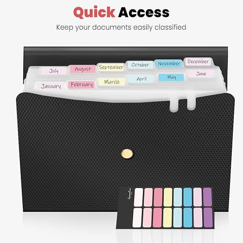 Sooez Expanding File Folder, 13 Pocket Accordion File Organizer, Monthly Expandable File Folder for Documents with Labels, Portable Bill Receipt Organizer for School Office Supplies, Letter A4 Size thumbnail 4