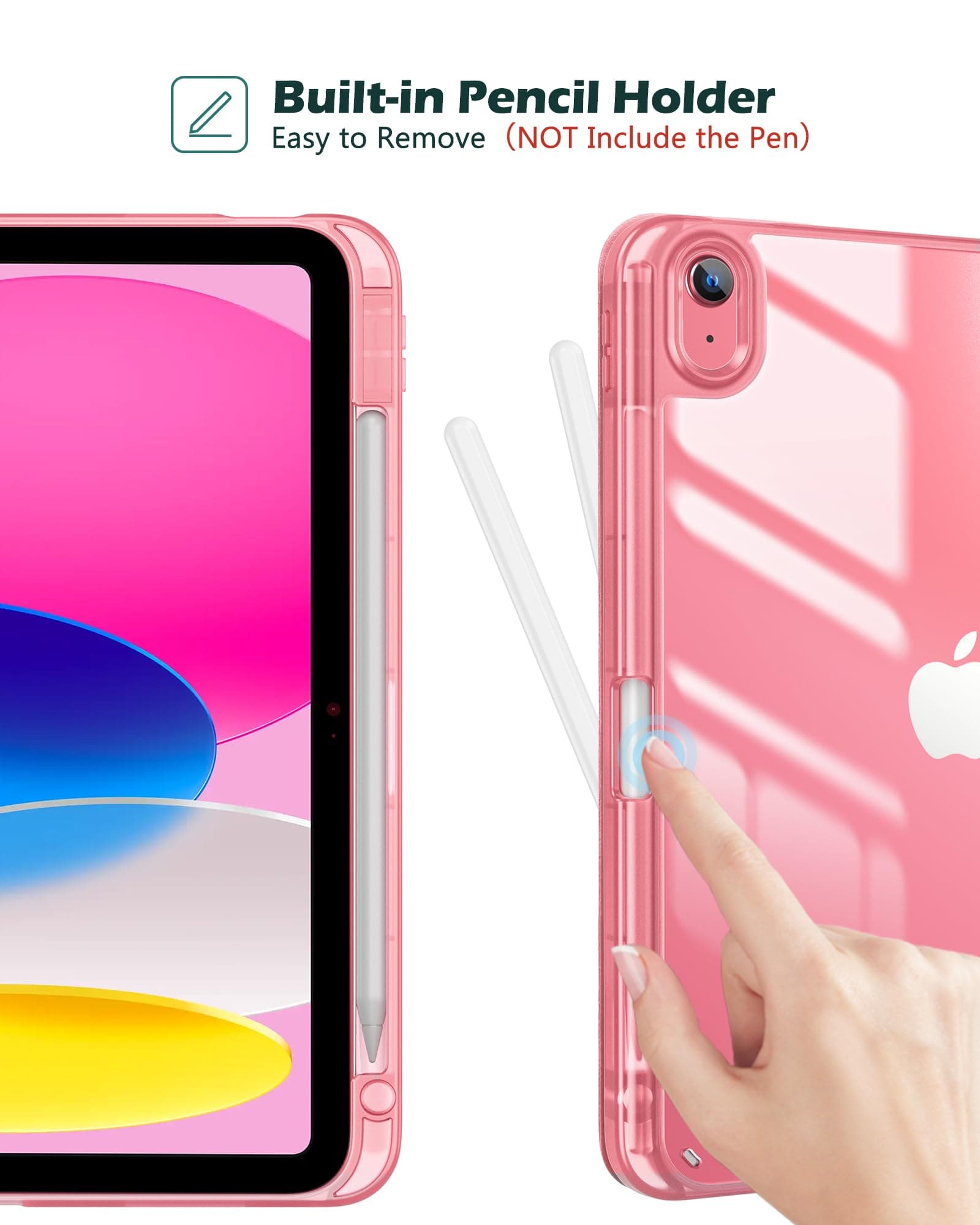 ProCase for iPad (A16) 11th Generation 11 Inch 2025/10th Generation 10.9 Inch 2022 Case with Pencil Holder, Hybrid iPad 11 10 Case with Clear Back, Supports Auto Wake/Sleep -Lightpink thumbnail 3