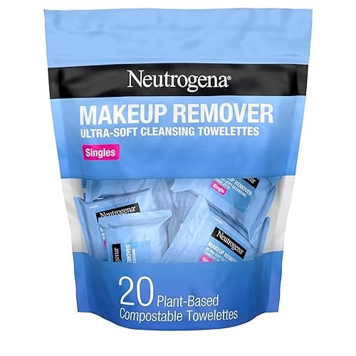 Neutrogena Makeup Remover Wipes Singles, Individually Wrapped Face Wipes, Daily Facial Cleanser Towelettes, Gently Removes Oil & Makeup, Alcohol-Free Makeup Wipes, 20 ct - 20ct Original Singles (Pack of 1)