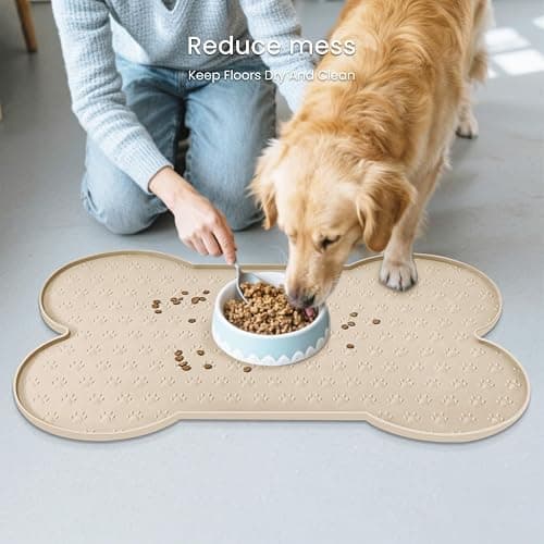 PWTAA Dog Food Mat Anti-Slip Silicone Dog Bowl Mat Thicker Pet Placemat Waterproof Cat Feeder Pad with Raised Edge Puppy Kitten Feeding Mats Suitable Small Medium-Sized Dogs Cats Eating Tray thumbnail 8