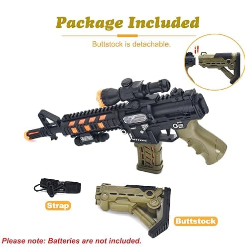 HWD Light Up Toy Machine Gun - Pretend Play Games Props Toy Rifle | with LED Lights & Sound Effect & Barrel Telescopic Actions, Parent-friendly, Christmas Birthday Gifts for Kids Boys Teens thumbnail 4
